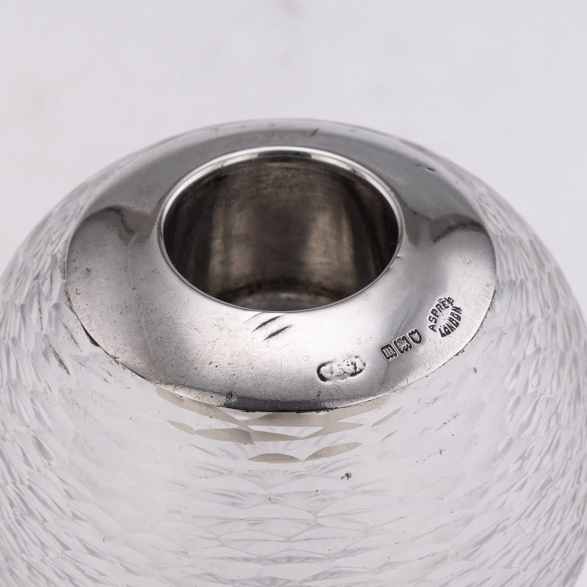 Antique 20th Century Silver Mounted Glass Match Striker By Asprey, London C.1907 photo buy
