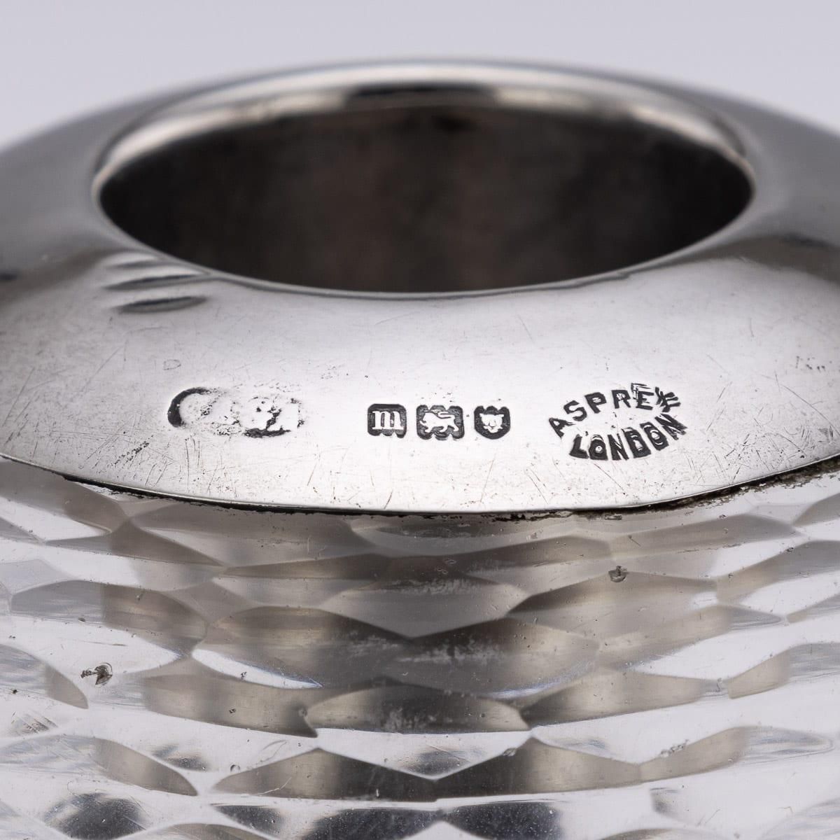 Antique 20th Century Silver Mounted Glass Match Striker By Asprey, London C.1907 photo vintage