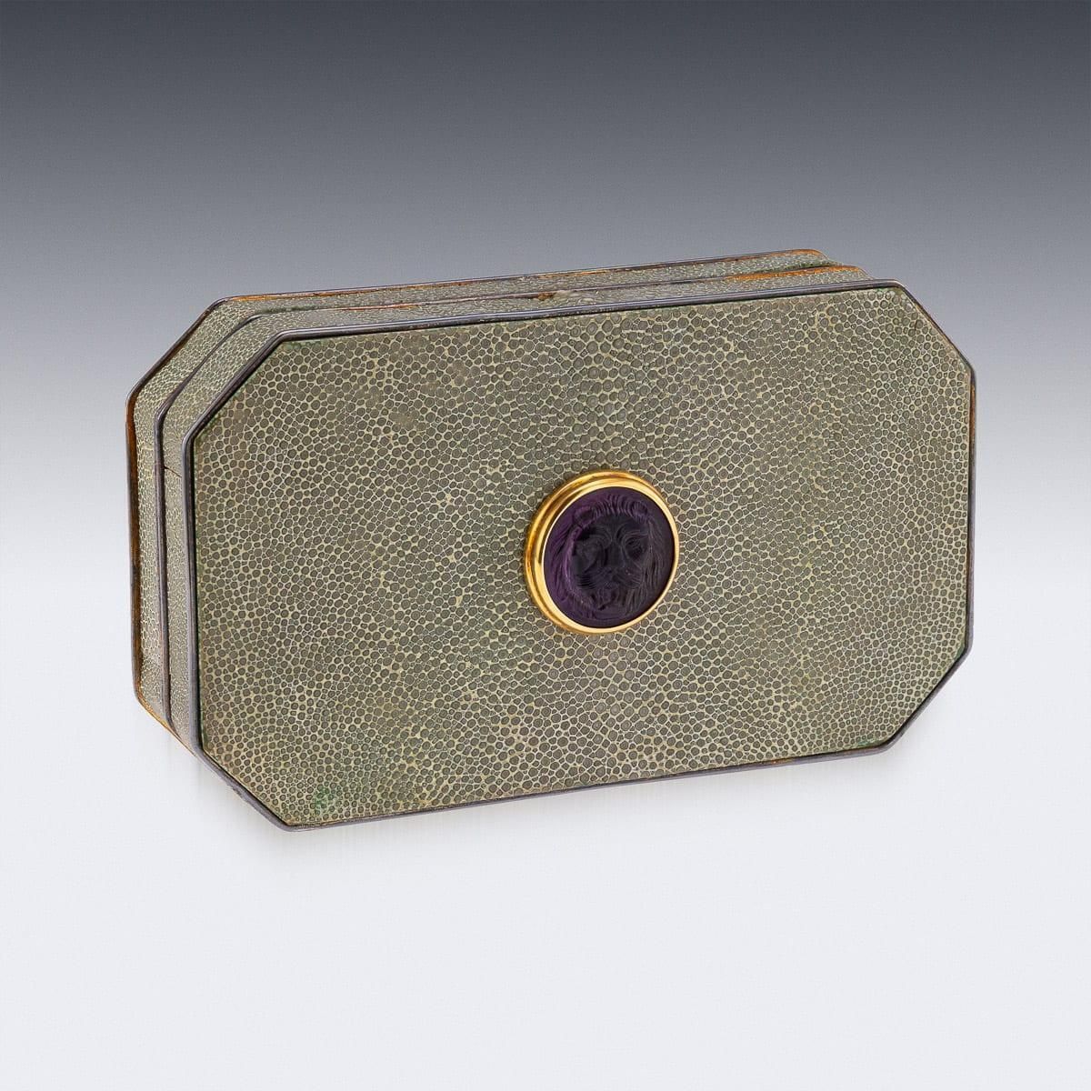Vintage 20th Century English Shagreen & Gilt Metal Silk Lined Box photo buy
