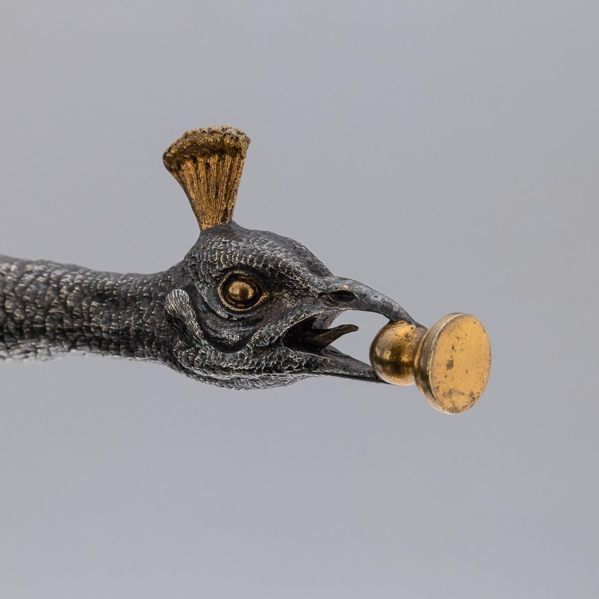 Home Decor Antique 20th Century Silver Plate & Brass Peacock Letter Opener photo