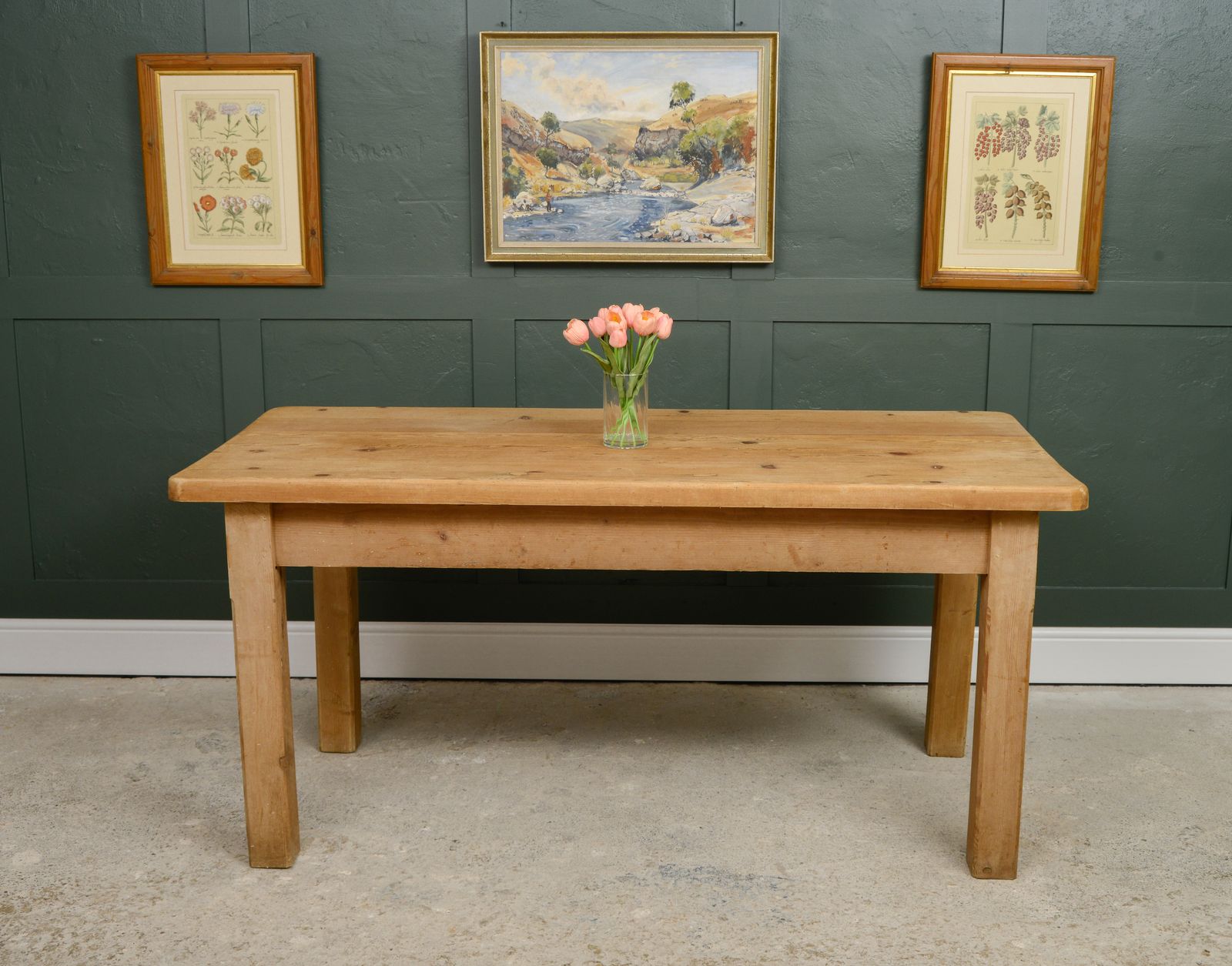 Plank Top Pine Dining Table   Reclaimed Wood   167 Cm photo for sale