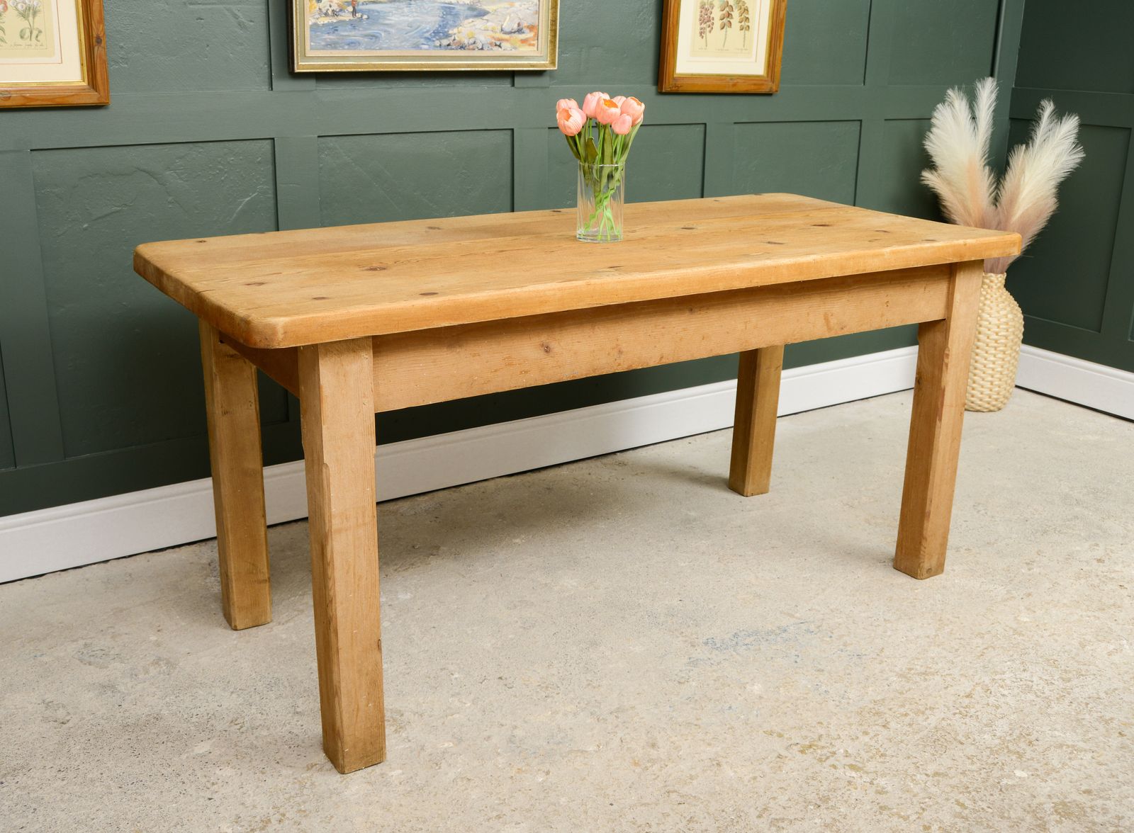 Plank Top Pine Dining Table   Reclaimed Wood   167 Cm photo buy