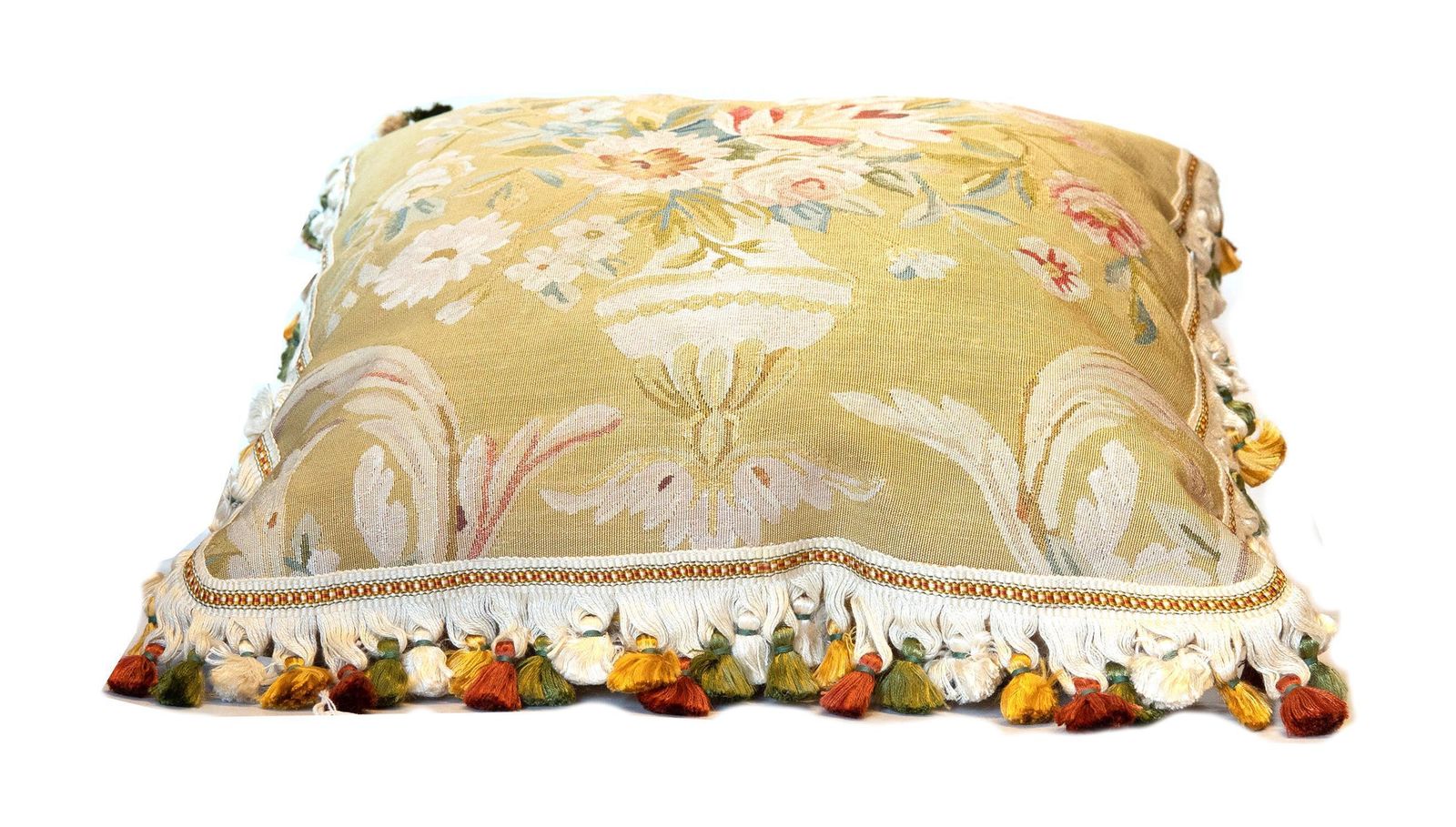 Vintage Pure Silk Cushion Covers Pair Of Handmade Floral Aubusson Pillows Cases photo Textiles