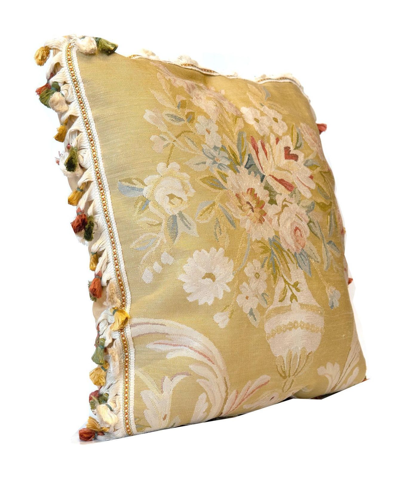 Decorative Pillows, Floral Vintage Pure Silk Aubusson Style Pillow Cushion Cover photo furniture