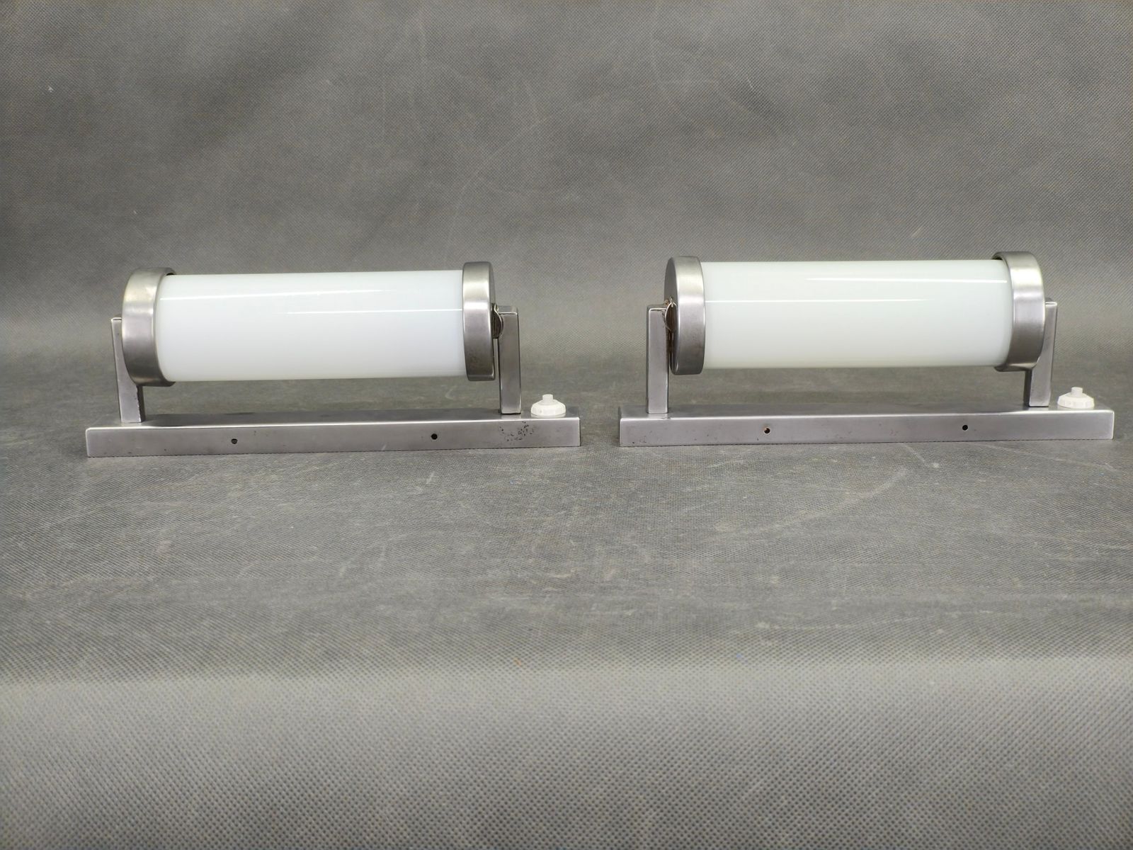 Pair Of Art Deco Chrome And Glass Wall Lights, 1930s photo Lighting