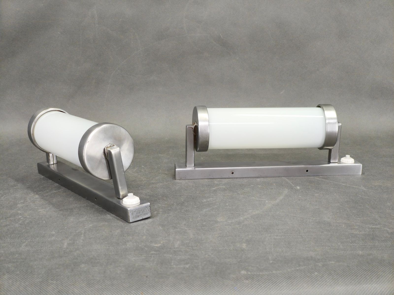 Pair Of Art Deco Chrome And Glass Wall Lights, 1930s photo 681.0