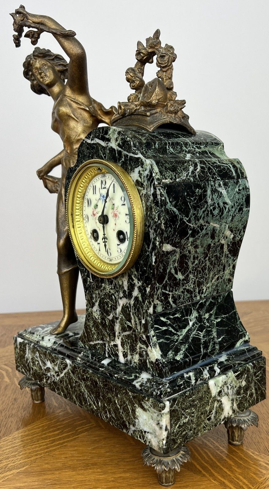 Home Decor Clock Vintage French Style Marble Clock Figurine Garniture Set Lot 6061 photo