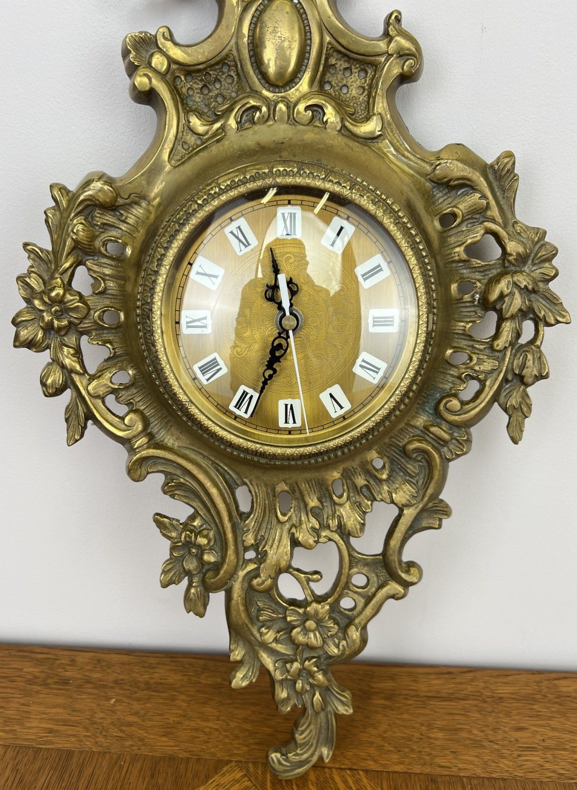 Home Decor Wall Clock Vintage French Style Brass Hanging Clock Quartz Movement Lot 6049 photo