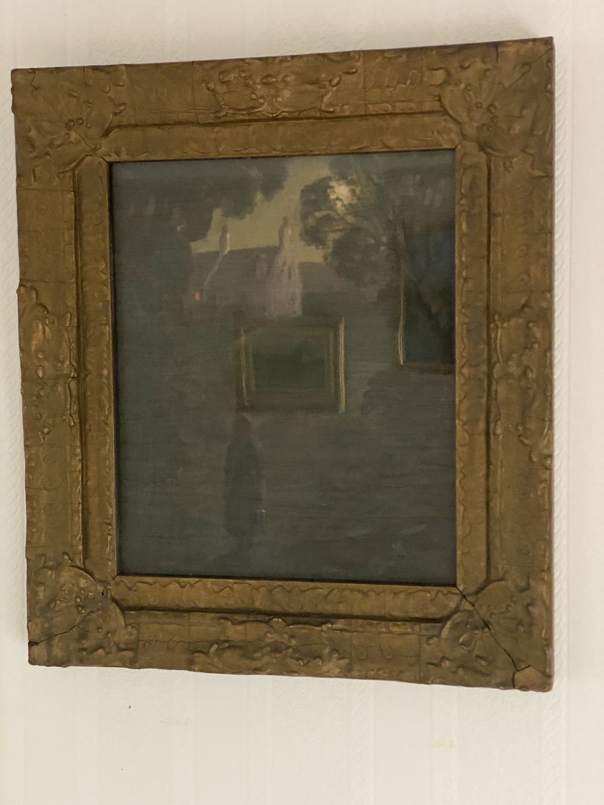 Moonlight Antique Scottish Oil Painting photo furniture