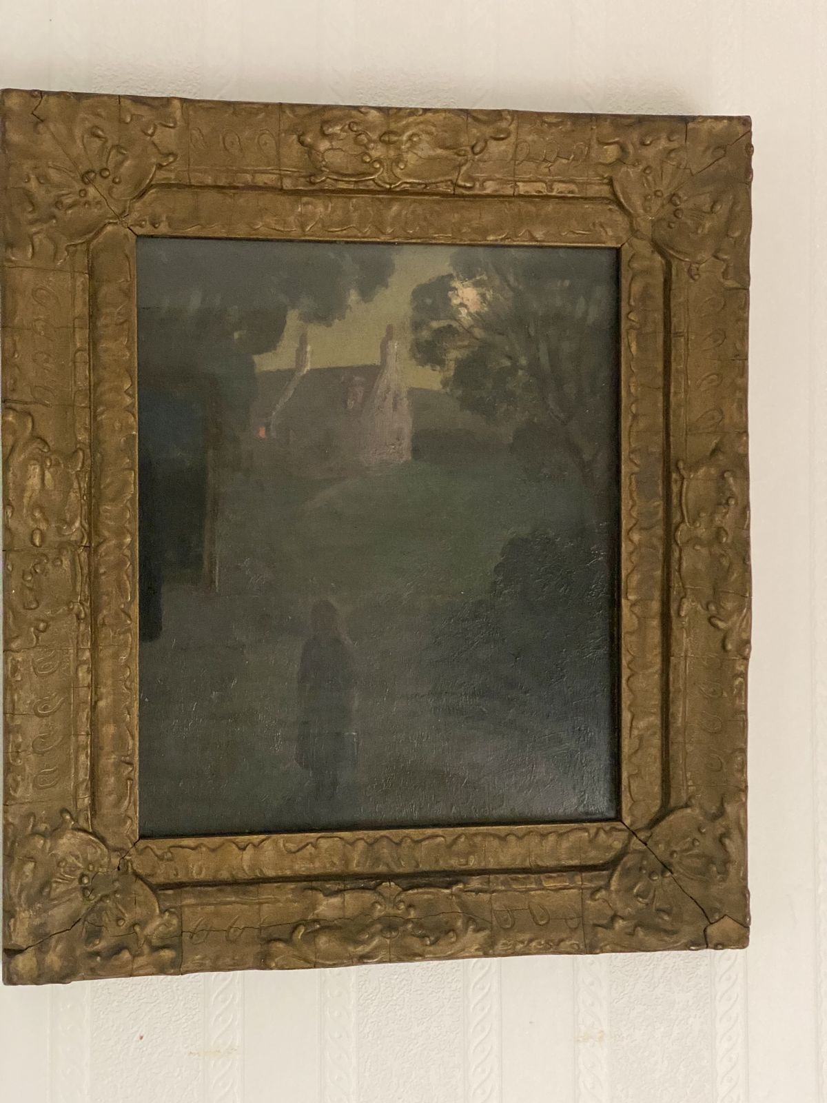 Moonlight Antique Scottish Oil Painting