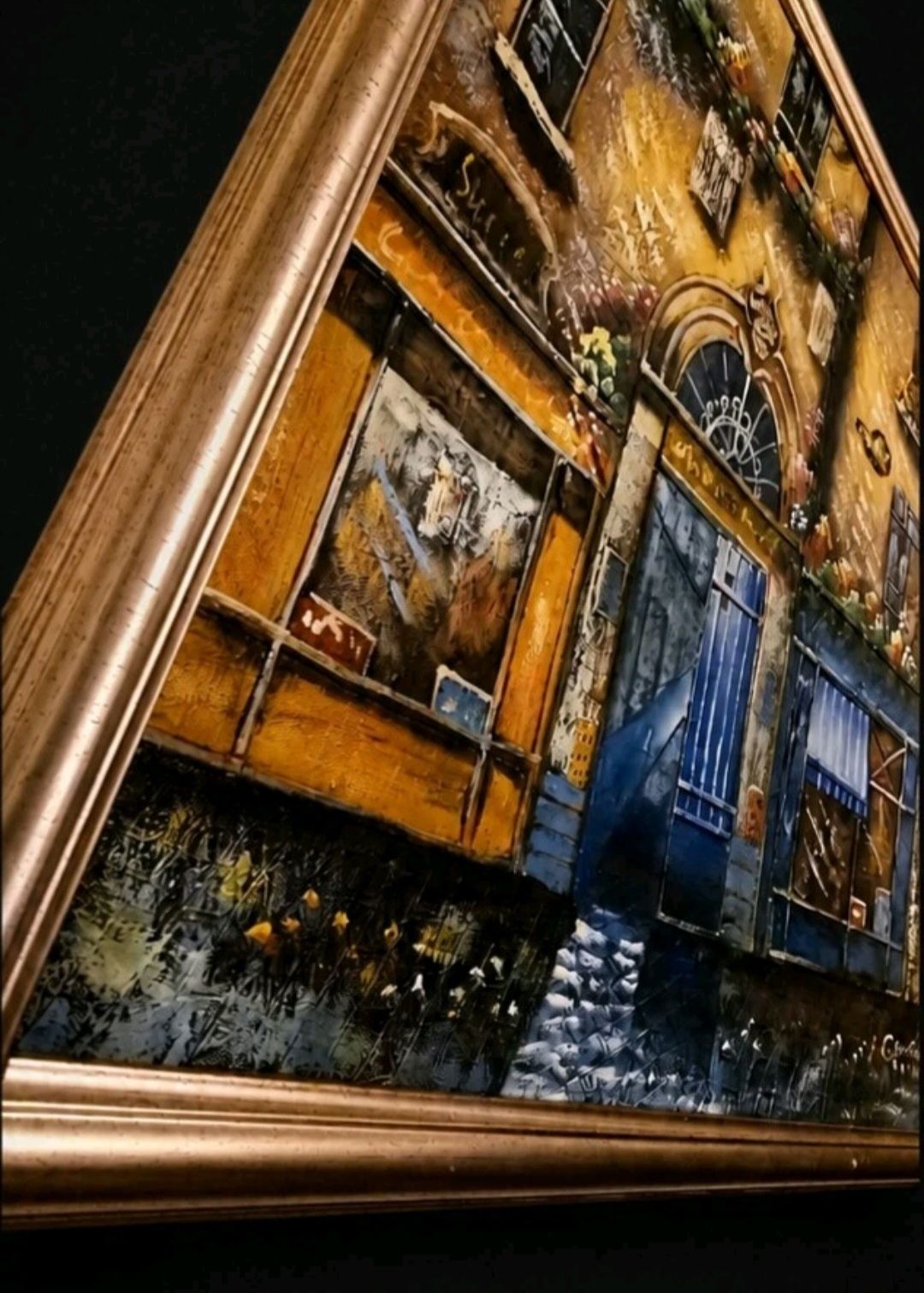 Vintage Signed Impasto Oil Painting French Street Scene photo Art