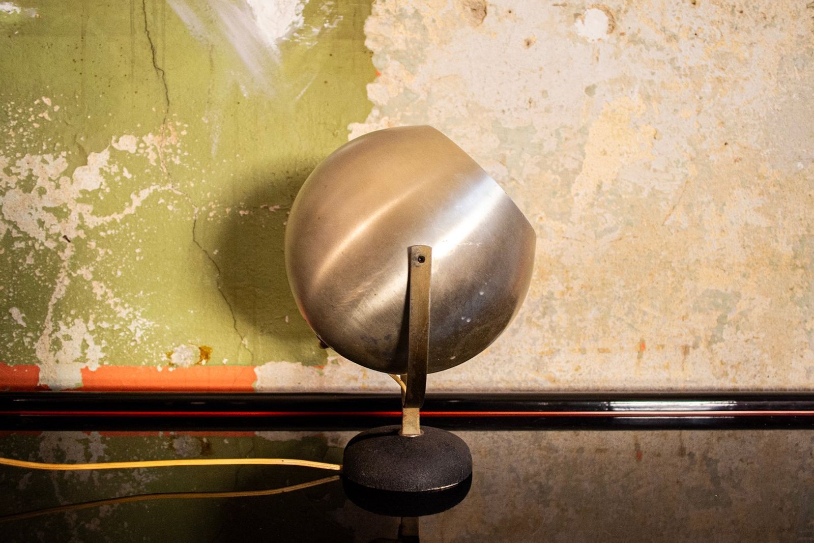 Italian 1960s Aluminum And Cast Iron Table Lamp