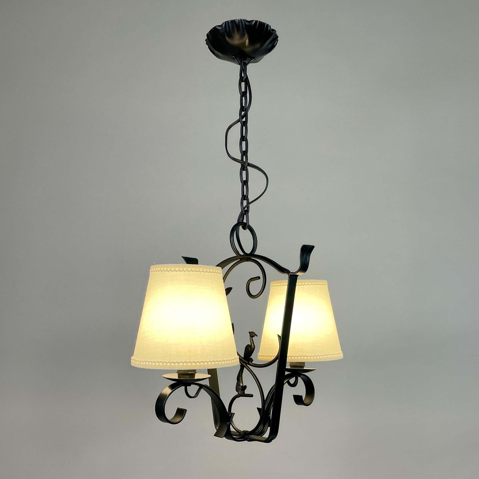 photo for sale Art Deco Wrought Iron Pendant, Bjerkas Armatur, Sweden 1930s To 1940s