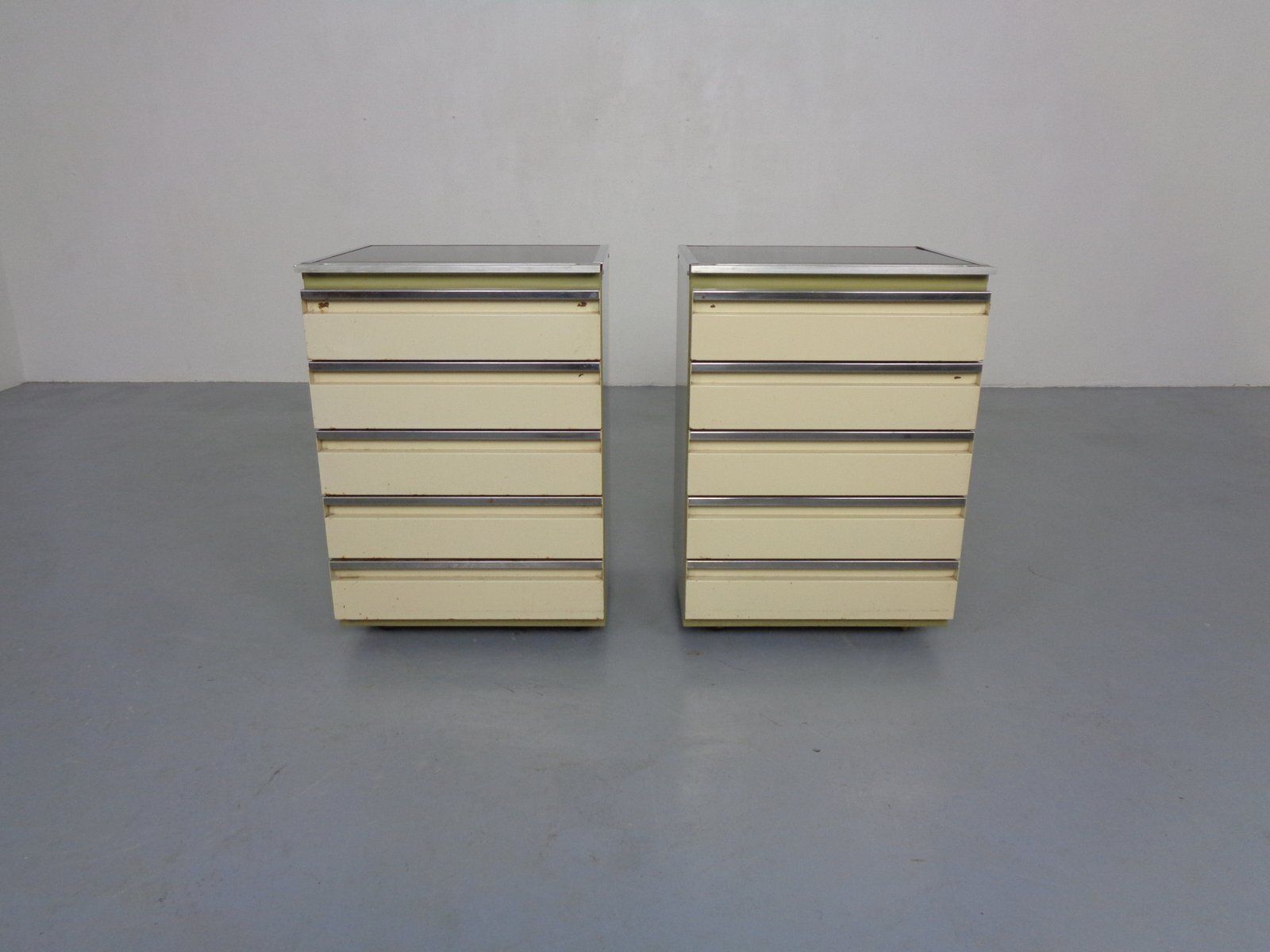 Steel Mobile Medical Cabinets With Drawers From Baisch, Germany, 1950s, Set Of 2