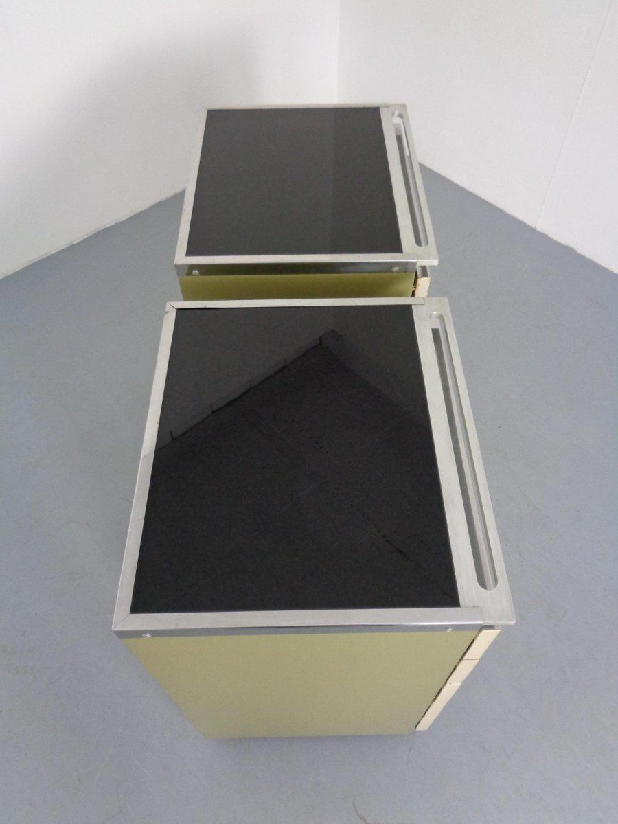 photo vintage Steel Mobile Medical Cabinets With Drawers From Baisch, Germany, 1950s, Set Of 2