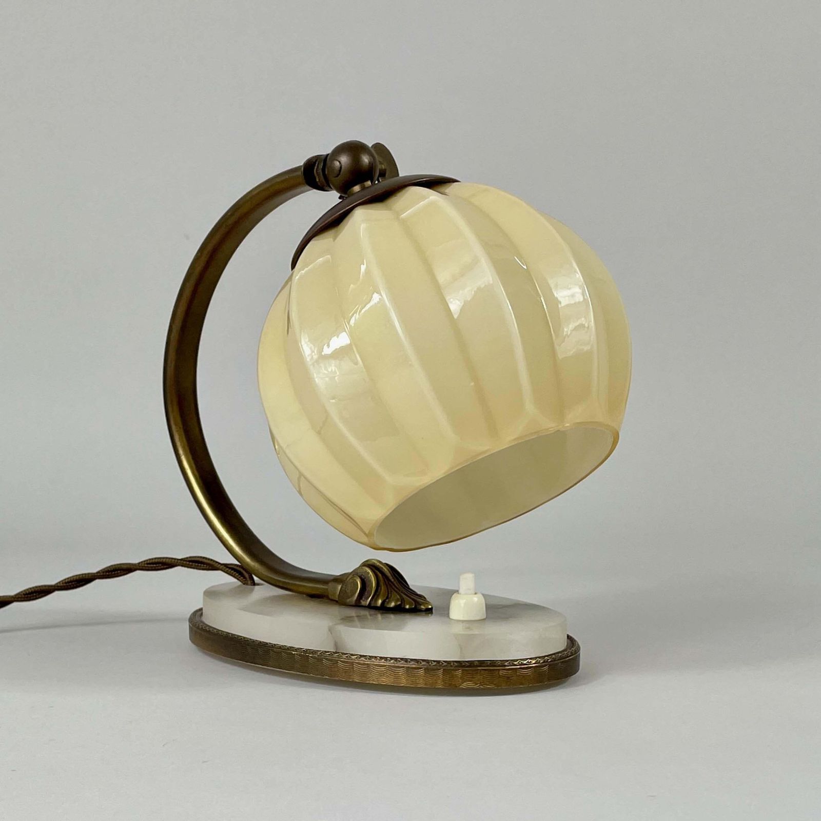 Art Deco Table Lamp, Alabaster, Opaline Glass & Brass, Germany 1920s To 1930s photo furniture