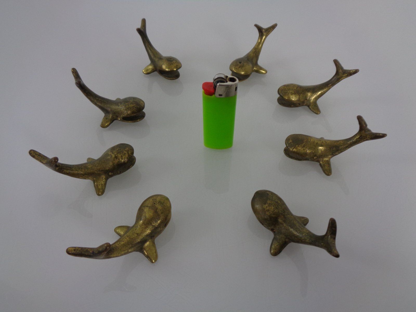 Whale Shaped Brass Paperweights Or Knife Rests In The Style Of Walter Bosse, Austria, 1950s, Set Of 4 photo vinterior