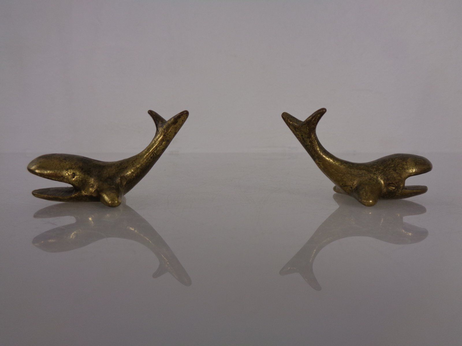 219.0 Whale Shaped Brass Paperweights Or Knife Rests In The Style Of Walter Bosse, Austria, 1950s, Set Of 4 photo