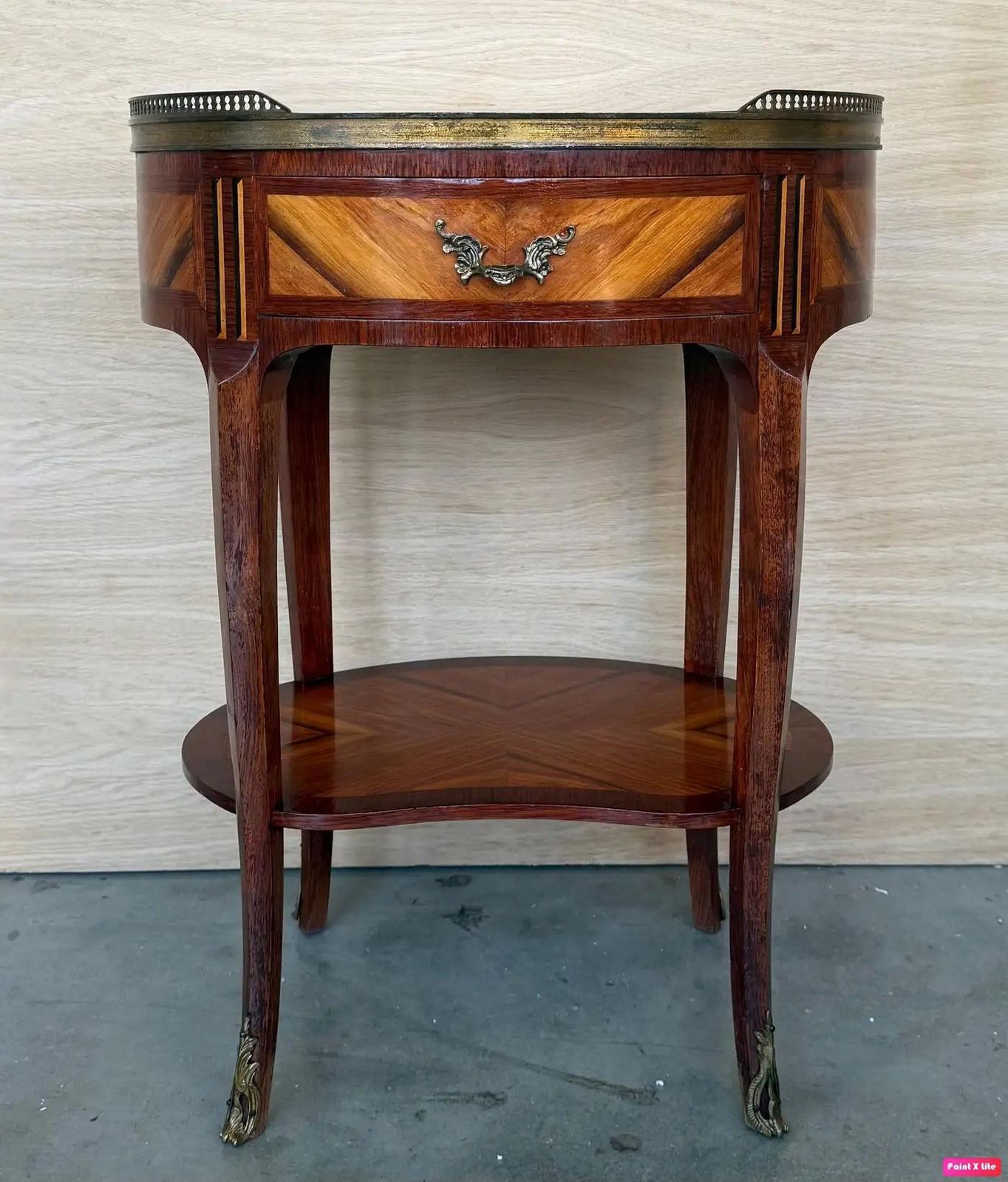 Pair Of Louis XV Oval Bouillotte Shape Nightstands With Drawer And Low Shelve photo furniture