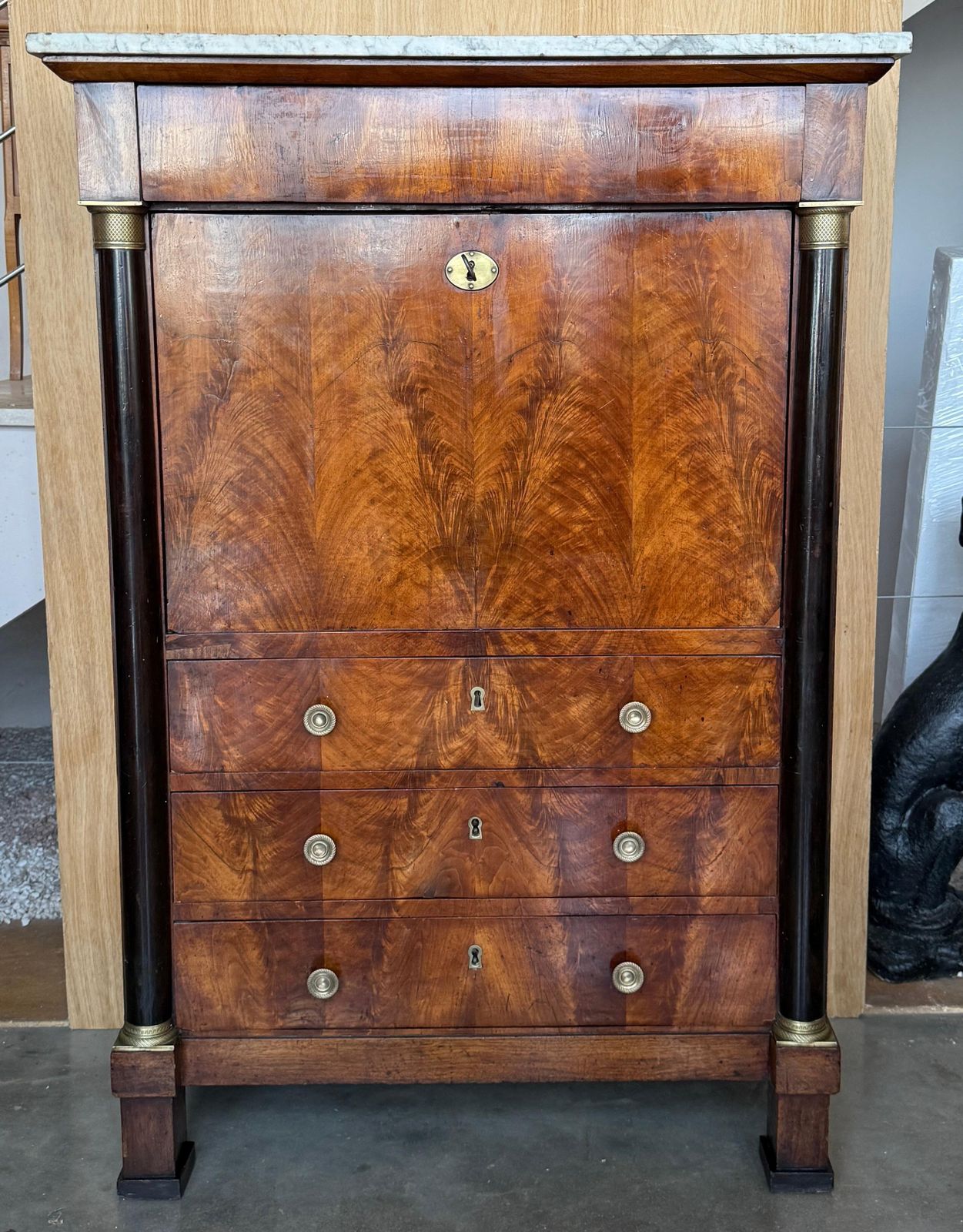 Secrétaire à abattant en chêne de style Empire, XIXe siècle, France photo furniture