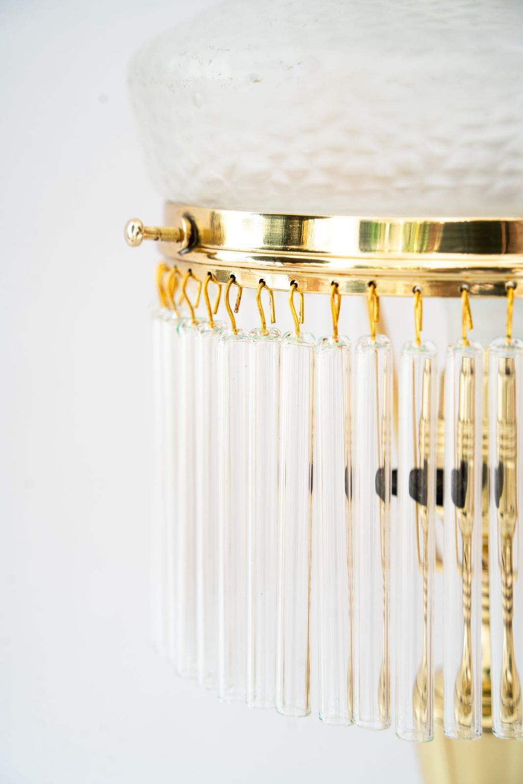 Art Deco Table Lamp With Palme Koenig Glass Shade And Glass Sticks Vienna 1920s photo Lighting