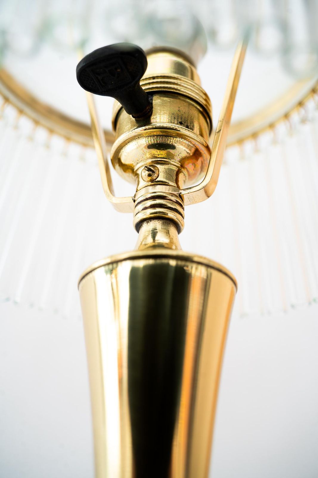 Art Deco Table Lamp With Palme Koenig Glass Shade And Glass Sticks Vienna 1920s photo vintage