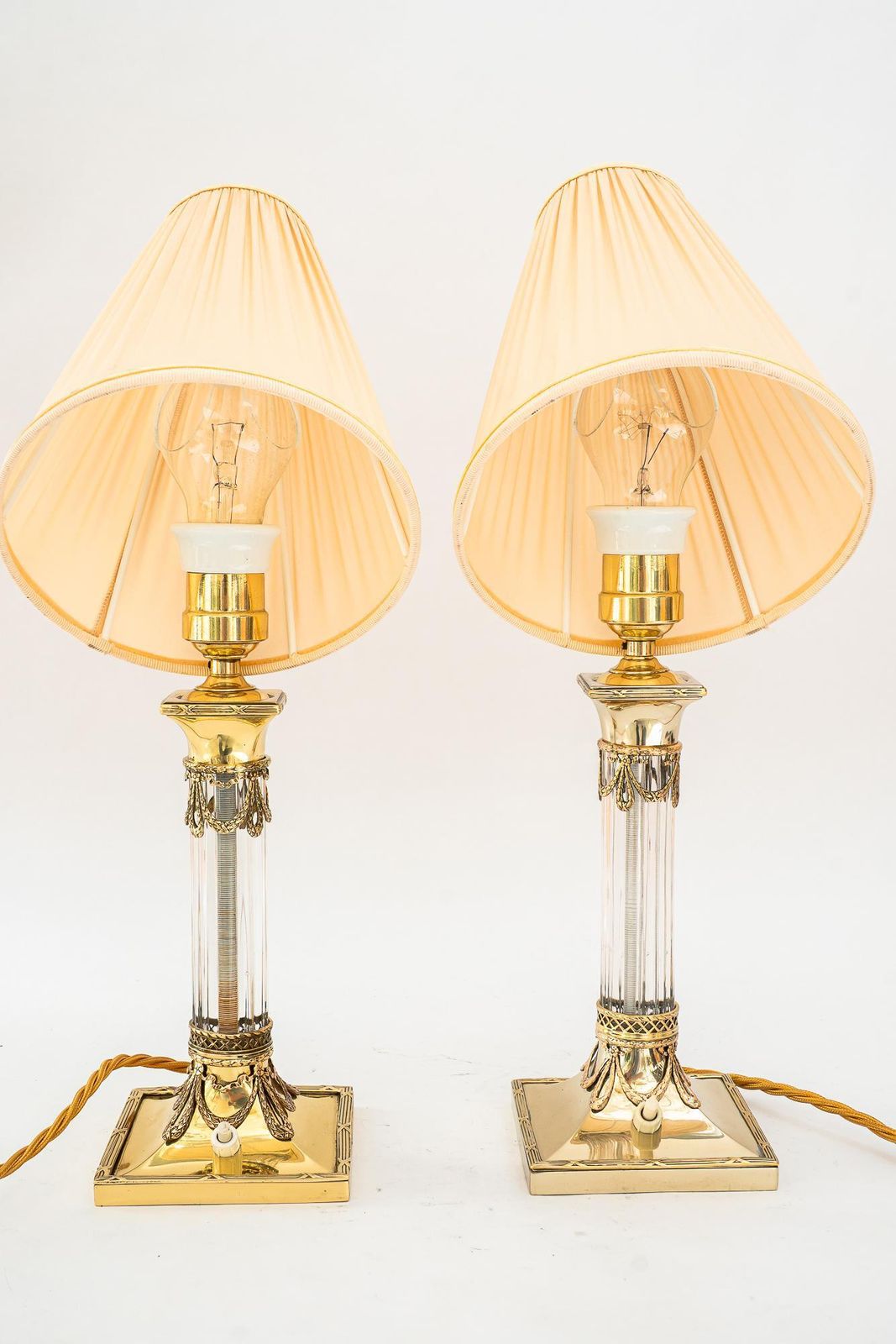 photo furniture Almost Intendical Art Deco Table Lamps With Fabric Shades Vienna Around 1920s
