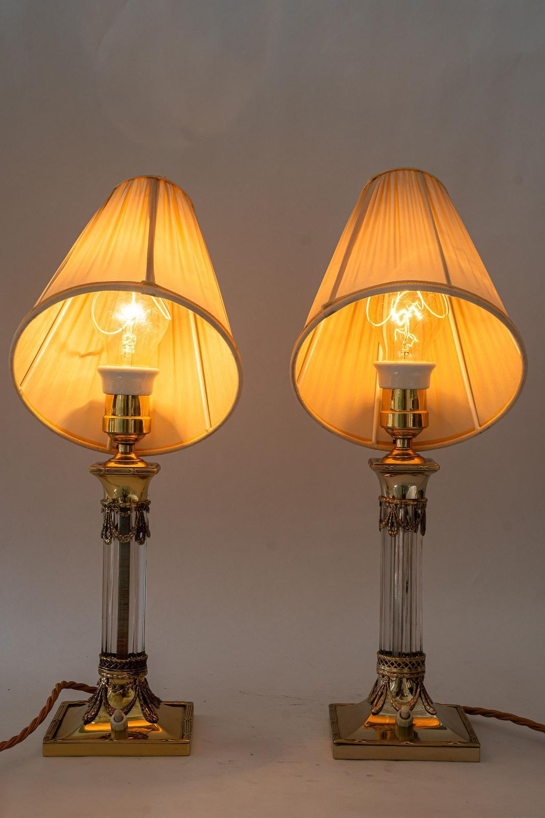 1015.0 Almost Intendical Art Deco Table Lamps With Fabric Shades Vienna Around 1920s photo