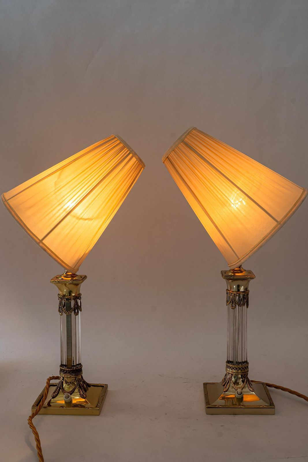 photo buy Almost Intendical Art Deco Table Lamps With Fabric Shades Vienna Around 1920s