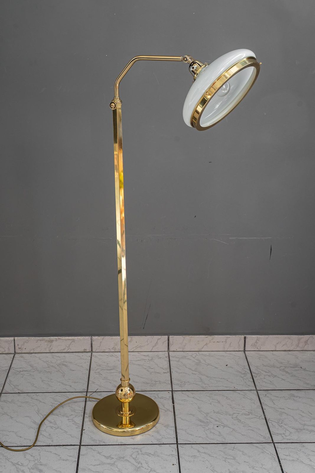 Hight Adjustable And Swiveling Floor Lamp With Opal Glass Shade Vienna 1920s photo 1481.0