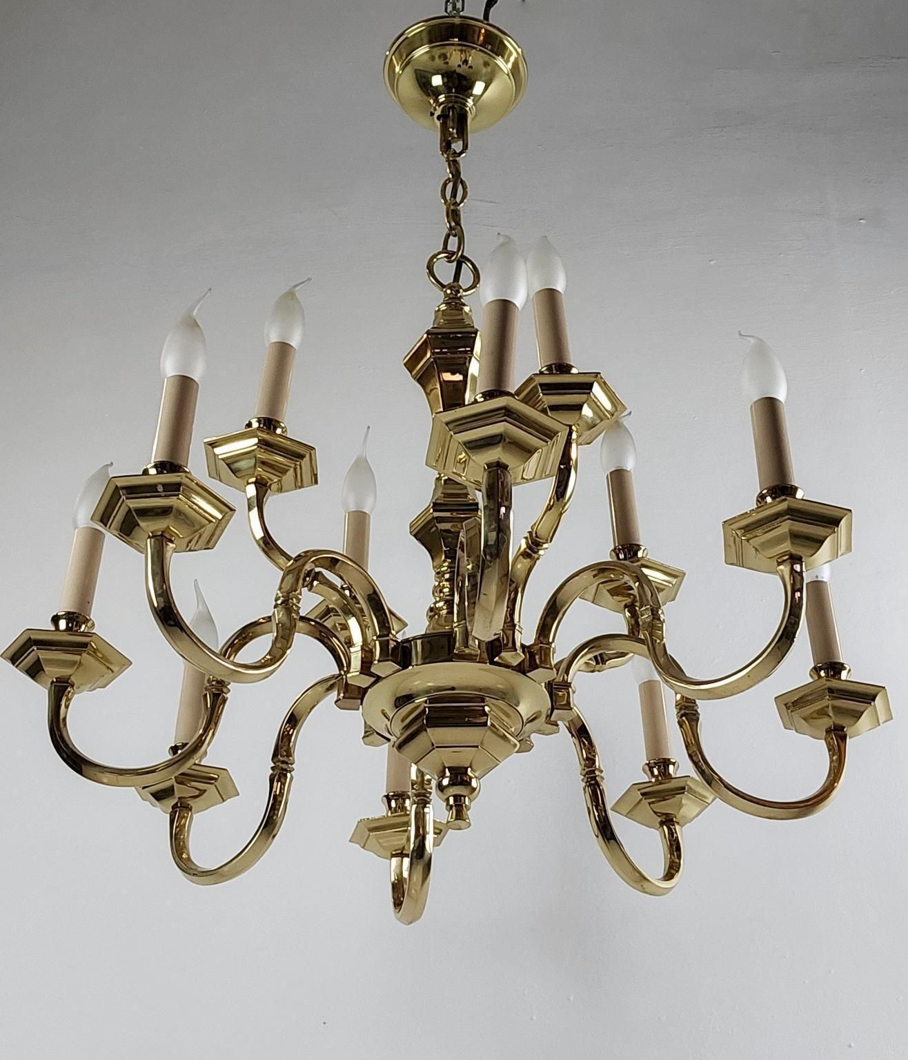 Italian Brass Chandelier By Art M.D., 1980s–1990s photo vintage