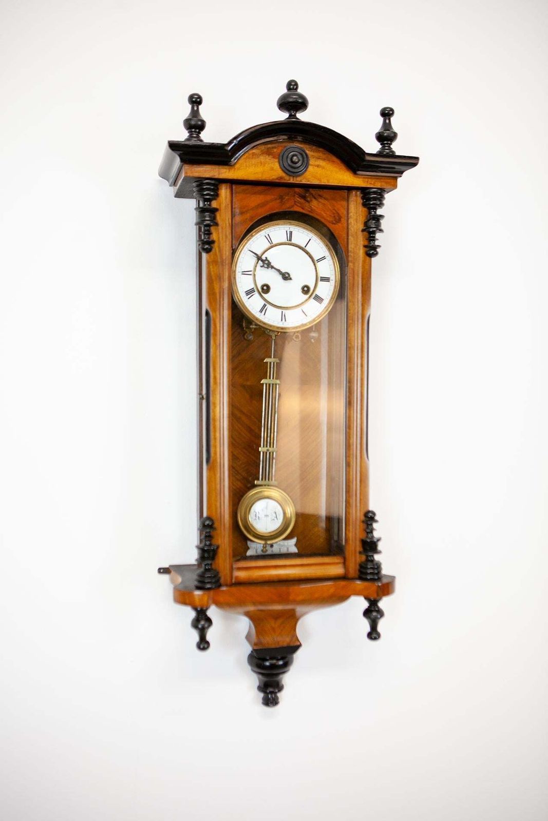 Antique Viennese Wall Clock In Fruit Wood Case, Late 19th Century photo for sale