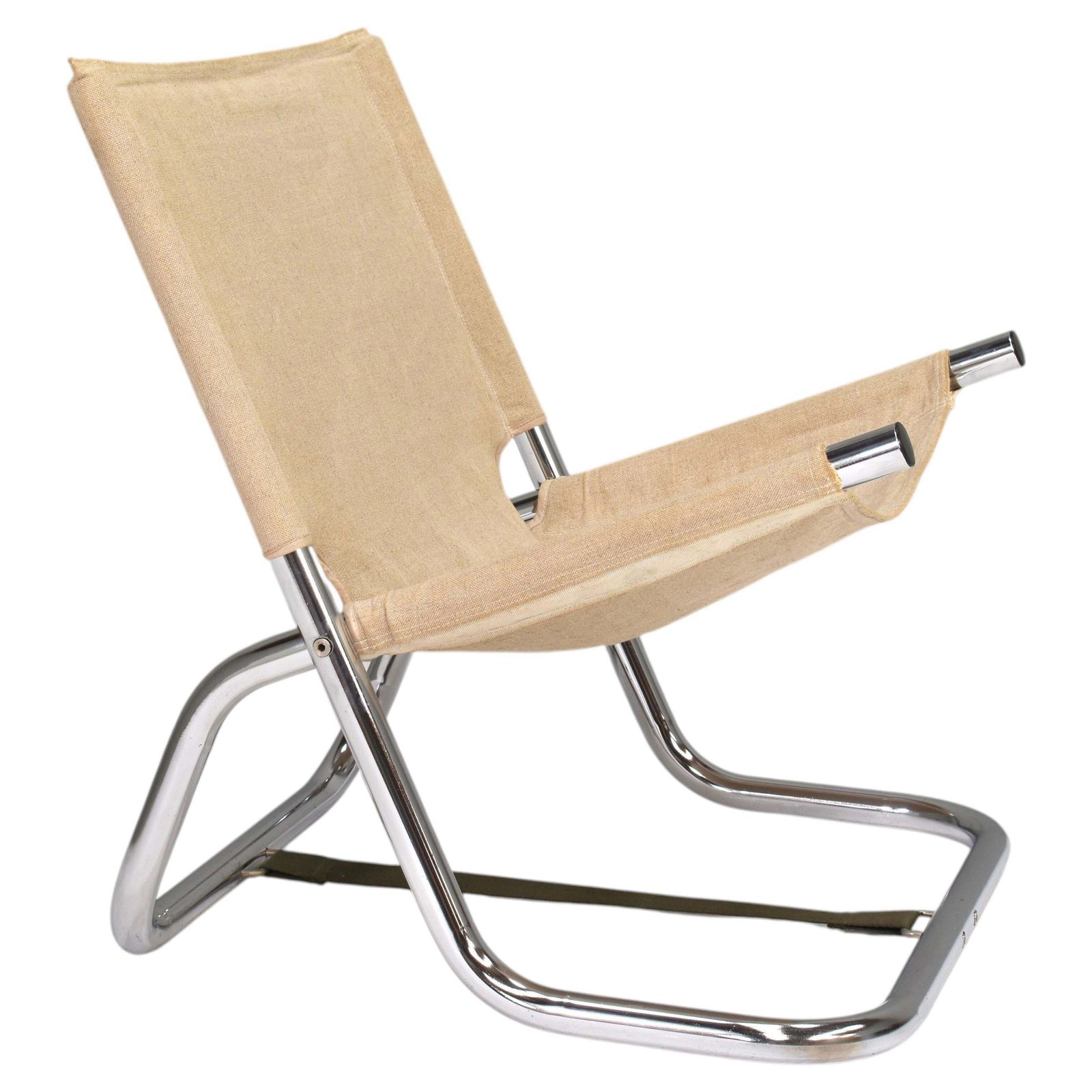 Folding Chair By Or In The Style Of Börje Johanson In Canvas, Scandinavia 1970's