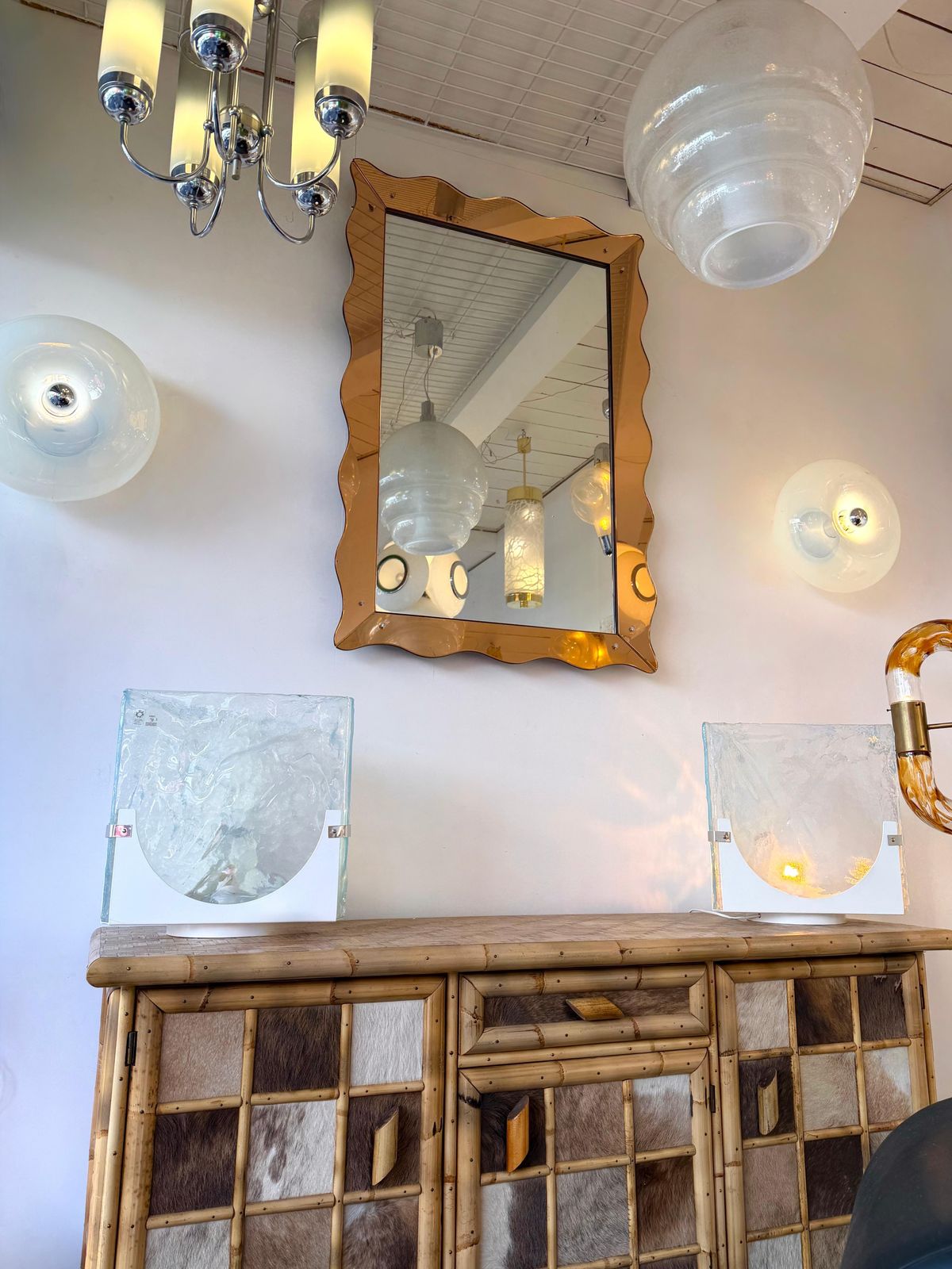 Mirror Pink Glass By Cristal Art Italy, 1960s photo furniture