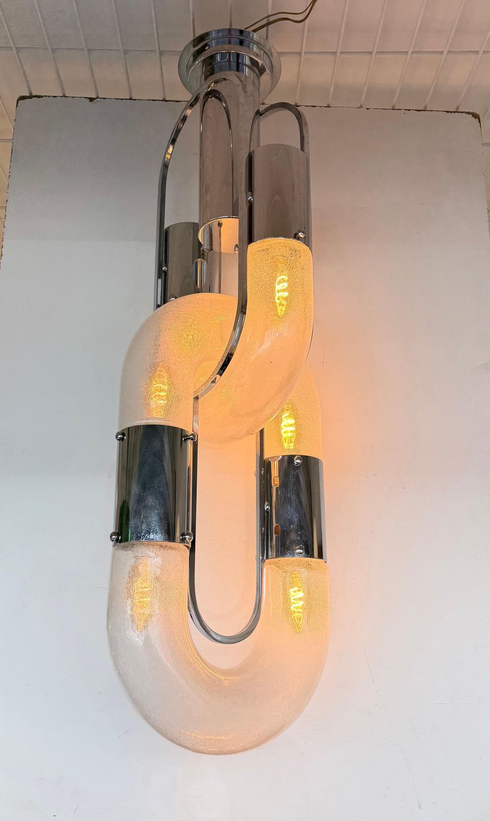 photo for sale Pendant Lighting Murano Glass And Metal By Aldo Nason For Mazzega, Italy, 1970s