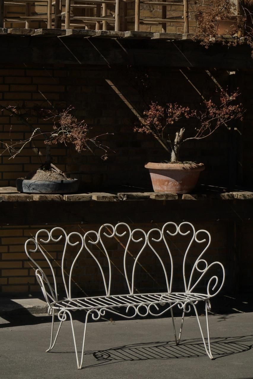 Mid 20th Century, Decorative French Wrought Iron Garden Bench, 1950s photo for sale