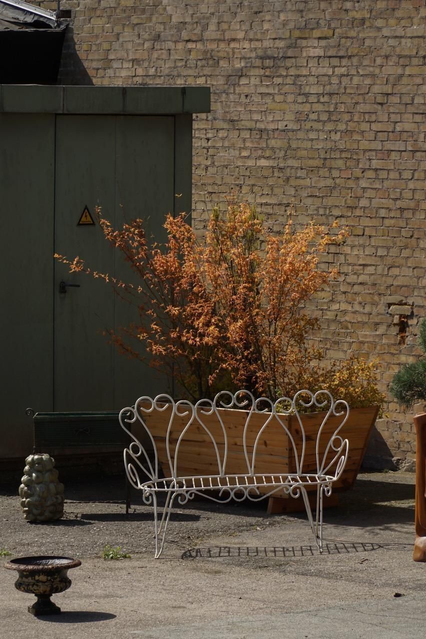 978.0 Mid 20th Century, Decorative French Wrought Iron Garden Bench, 1950s photo