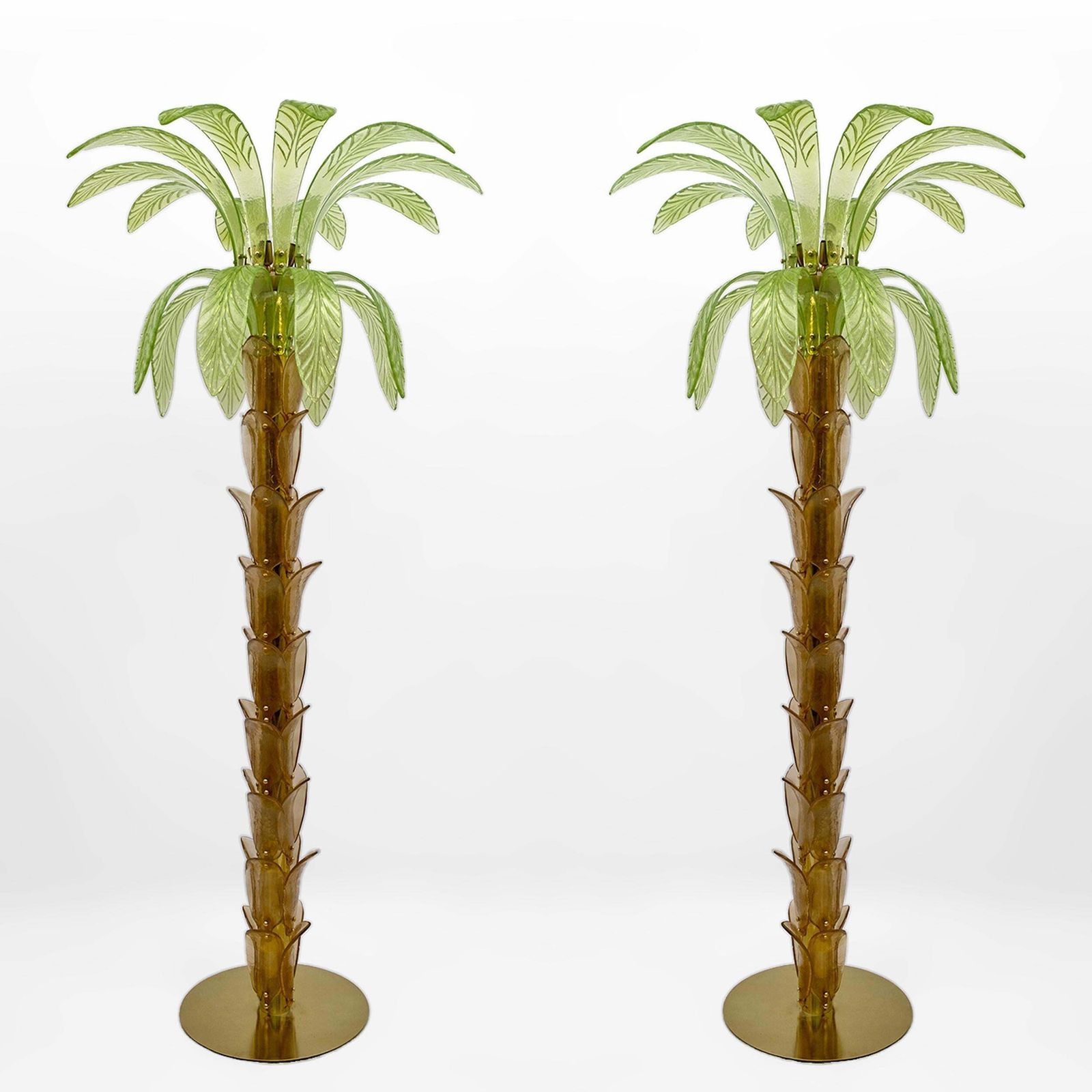 Paar Murano-glas en messing palmboom vloerlampen photo furniture
