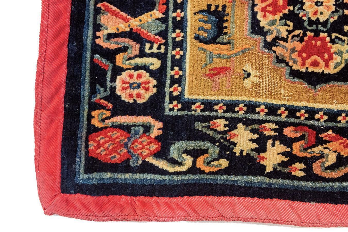 Antique Tibetan Saddle Rug, Hand Knotted Wool, Floral photo 3067.0