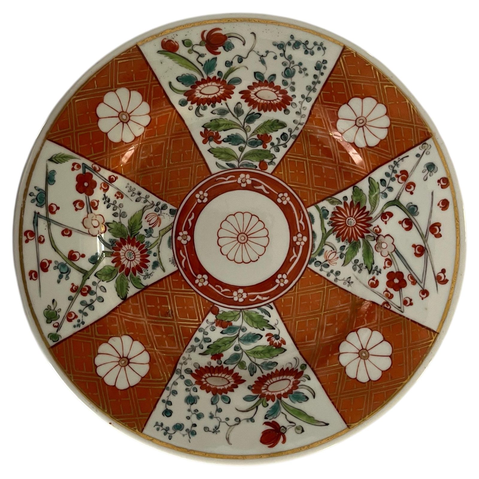 First Period Worcester Bord van DR. Wall, Porselein, Scarlet Japan Ptn, ca. 1770