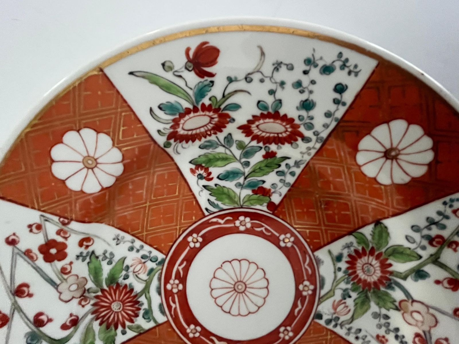 First Period Worcester Bord van DR. Wall, Porselein, Scarlet Japan Ptn, ca. 1770 photo vintage