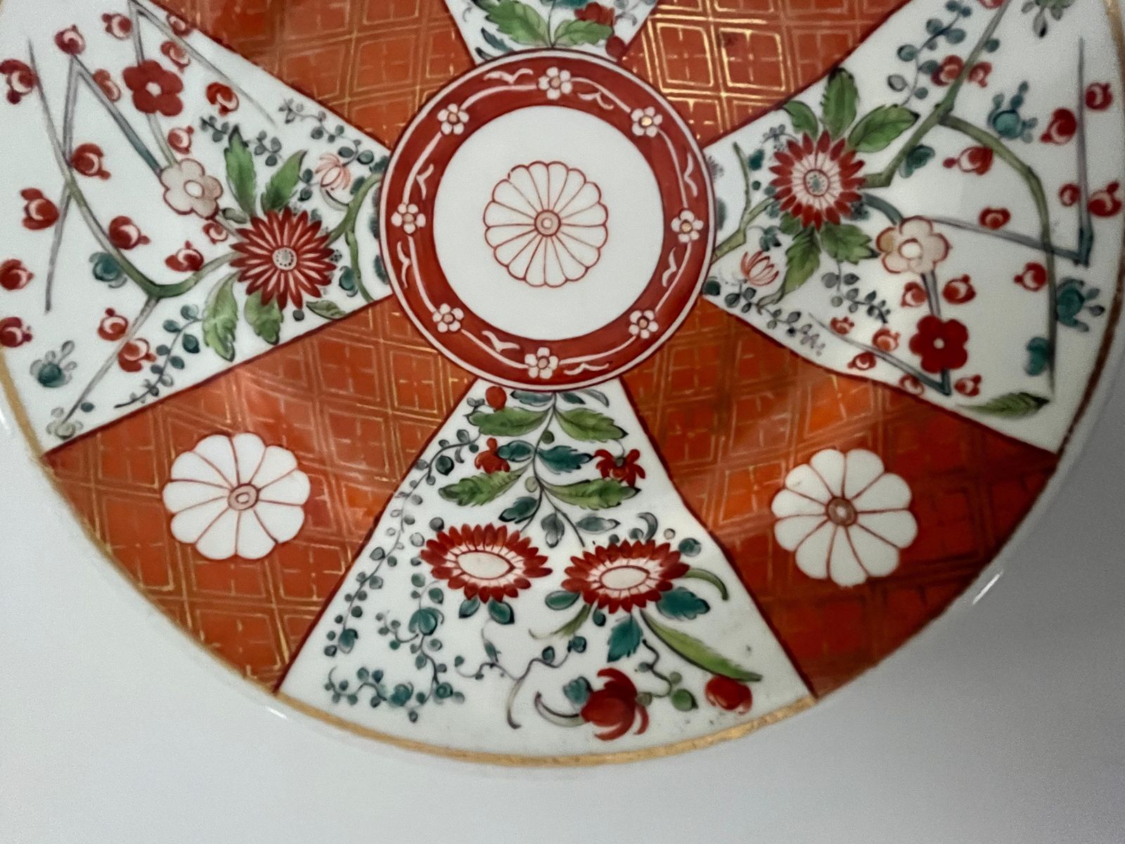 Woonaccessoires First Period Worcester Bord van DR. Wall, Porselein, Scarlet Japan Ptn, ca. 1770 photo
