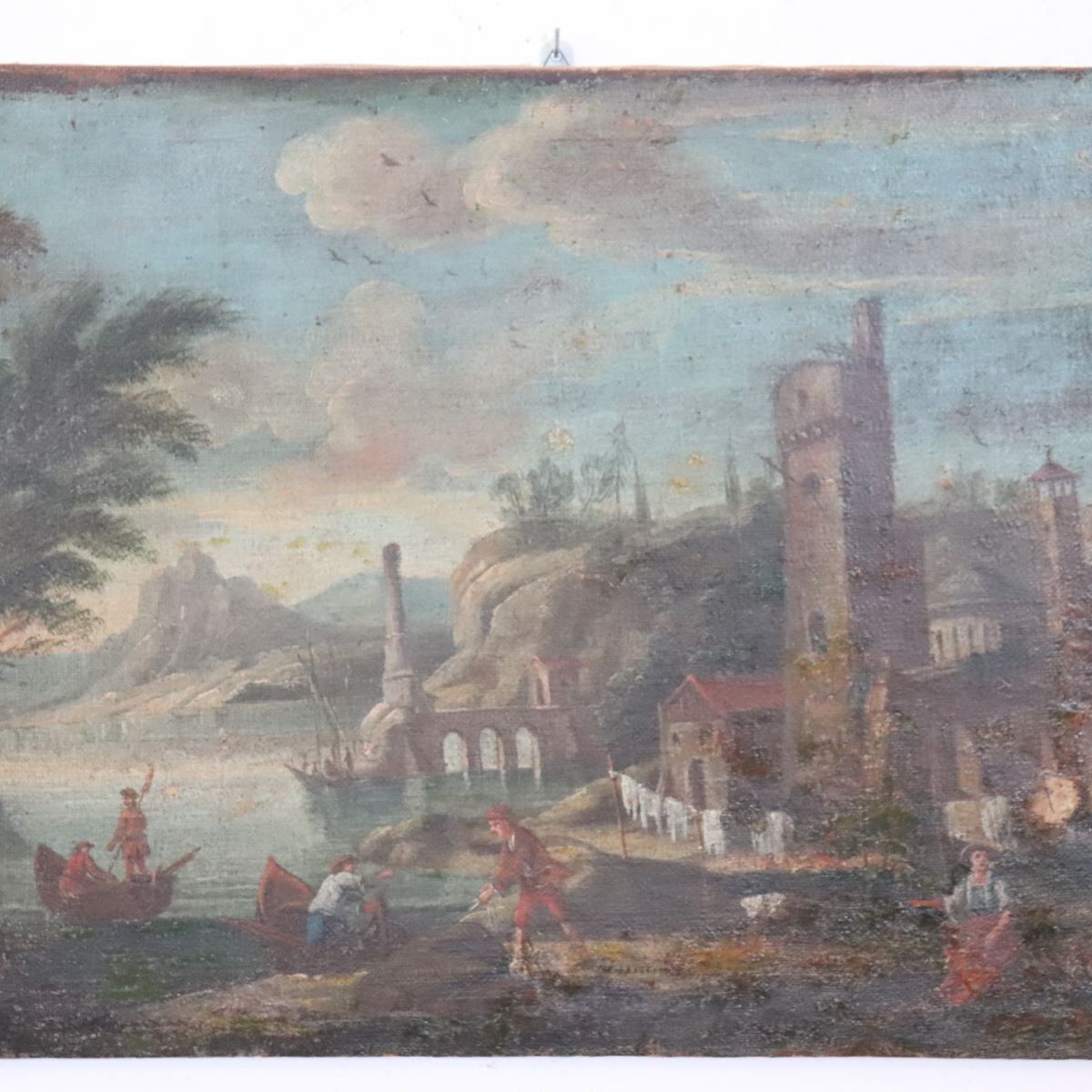 Coastal Landscape, 18th Century, Oil Painting On Canvas photo for sale