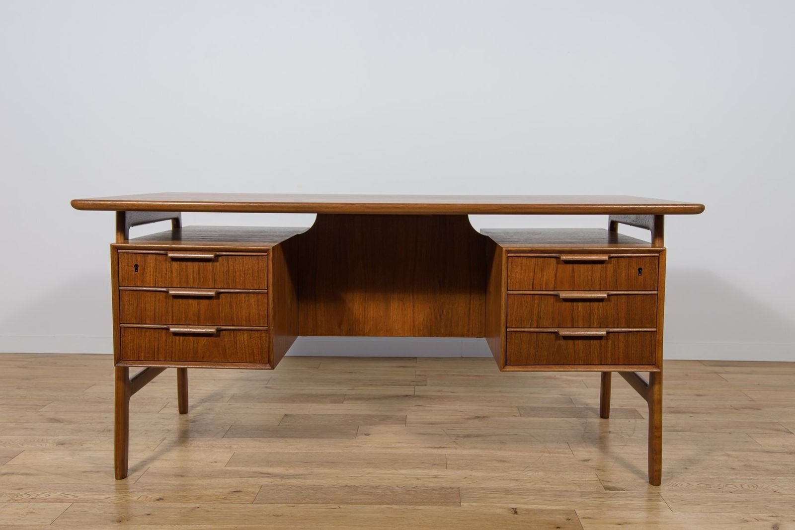 Mid Century Teak Model 75 Freestanding Desk From Omann Jun, Denmark, 1950s photo furniture