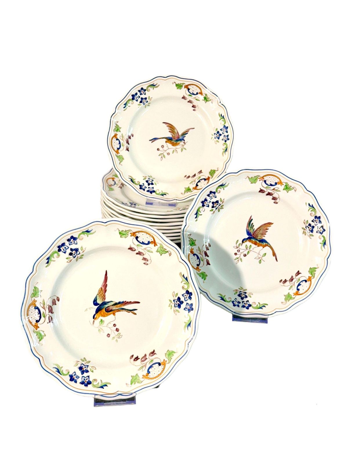 photo vinterior Set Of 12 Moustiers "Cléry" Hand Painted Faience Plates