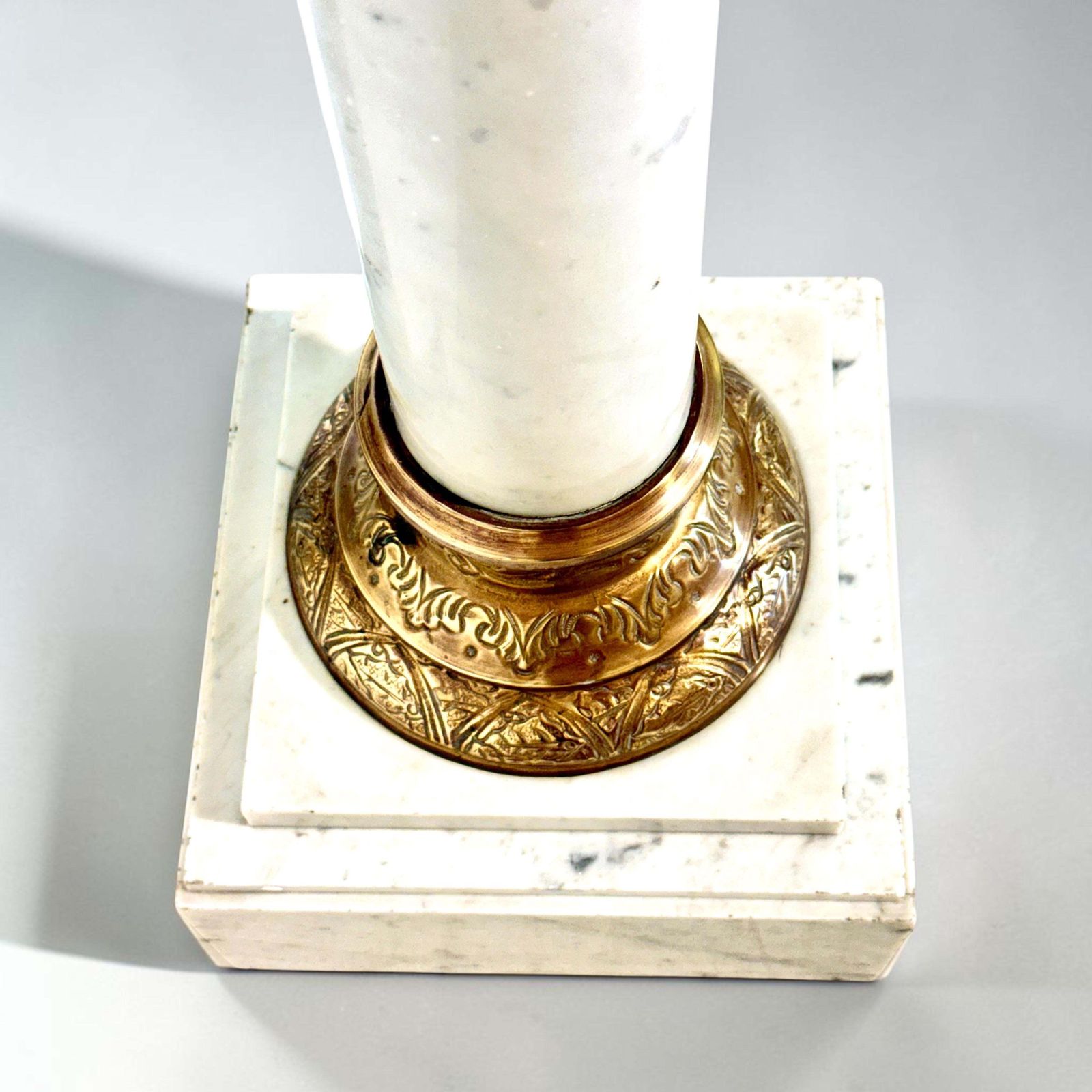 French Marble And Gilt Bronze Pedestal Column, 19th Century photo vintage