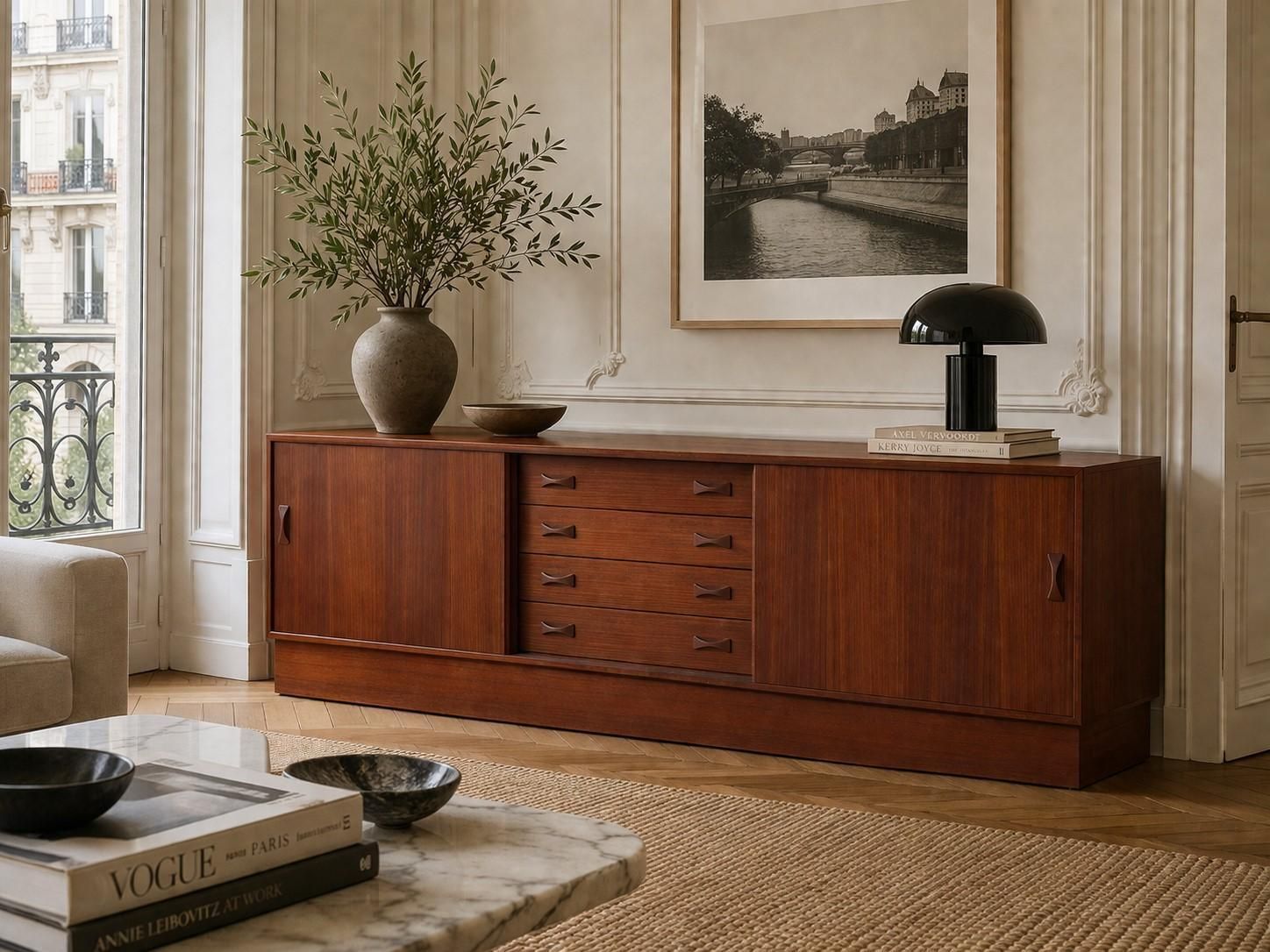 Vintage Teak Low Sideboard By Clausen & Søn, 1960s Denmark, Mid Century Modern photo Furniture