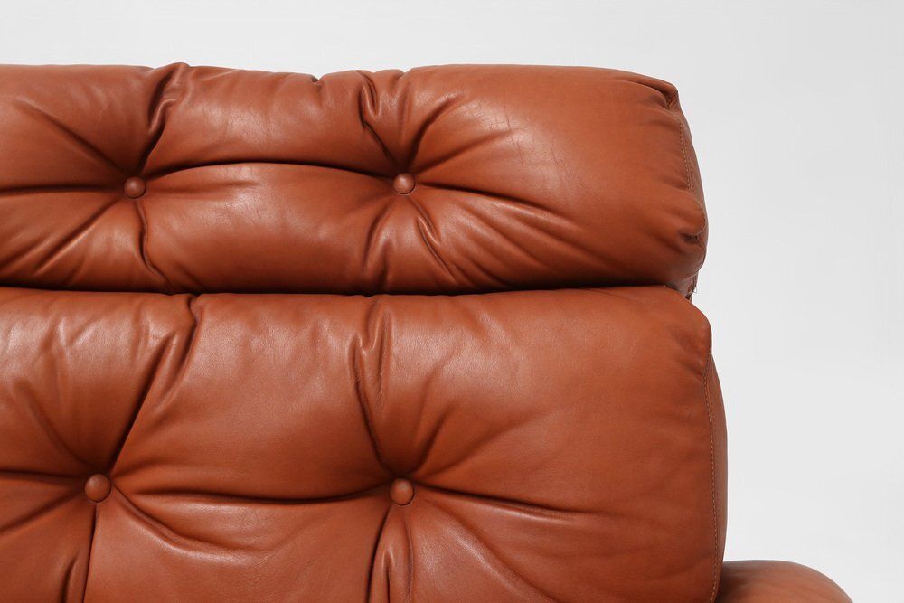 Coronado Lounge Chair In Brown Leather By Tobia Scarpa For B&B Italia, Italy, 1960s photo for sale