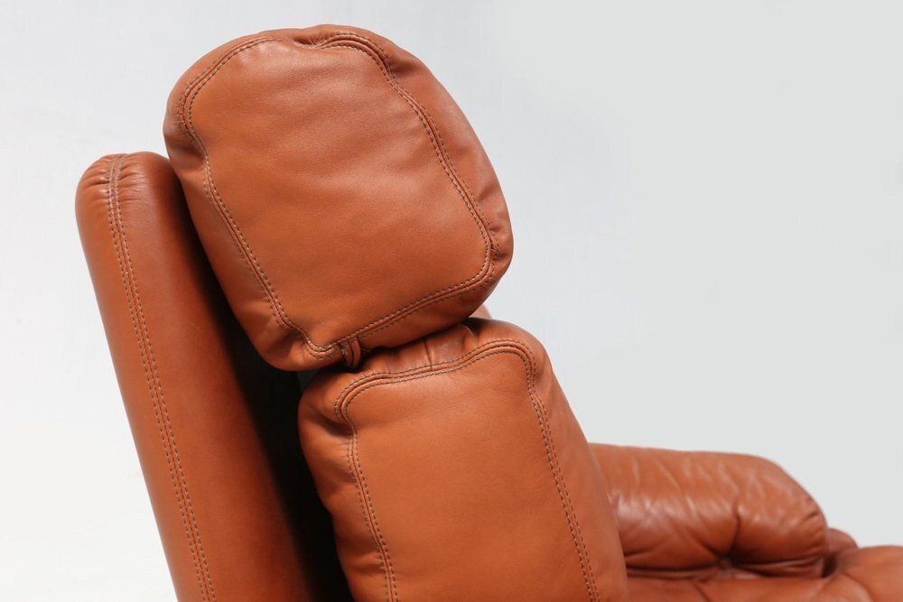 Coronado Lounge Chair In Brown Leather By Tobia Scarpa For B&B Italia, Italy, 1960s photo vintage