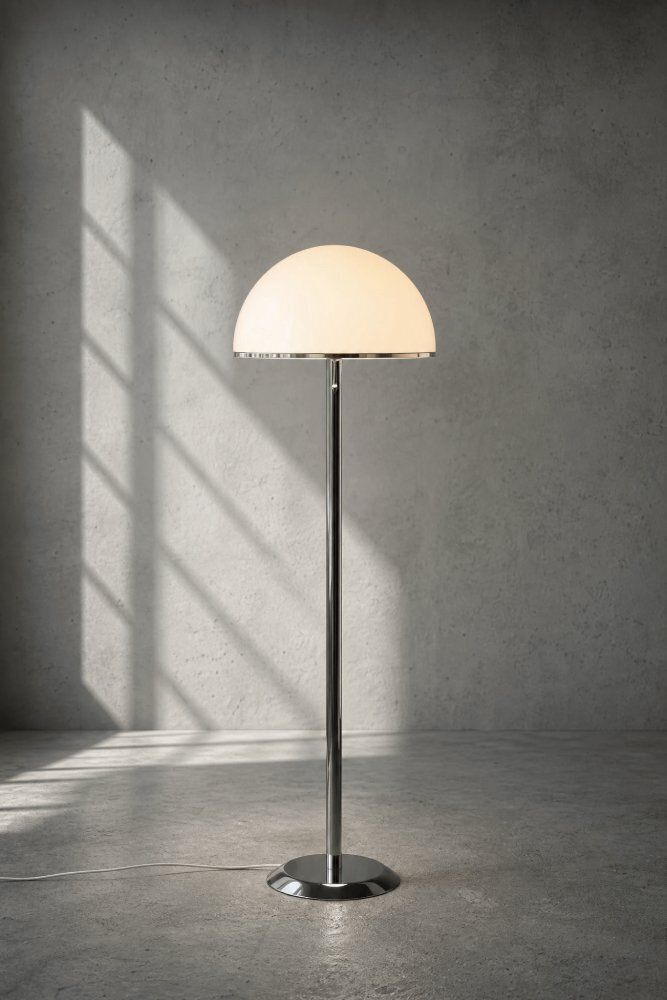 Lampadaire vintage suédois en chrome et acrylique blanc, Nybro Armaturfabrik, années 1970 photo 1601.0